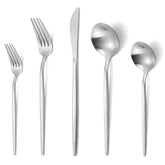 VANVRO matte silverware set dinner fork close-up showing comfortable grip