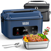 VASG cordless heated lunch box front view showing compact design for office use