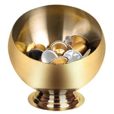 VAWNKUKN coffee pod holder gold front view highlights easy pod access and organized counter