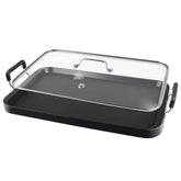 Vayepro 2-Burner Griddle Pan with glass lid for even heat and mess-free cooking