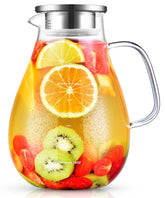 veecom glass pitcher with lid and spout for easy pouring and cooling