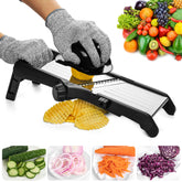 VEKAYA Mandoline Slicer with safety guard enabling touch-free slicing