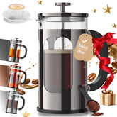 Veken French Press 34oz glass carafe front view for multiple brew sizes