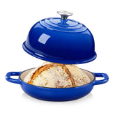 Velaze enameled Dutch oven 5qt bread-dome blue for even heat and steam retention.