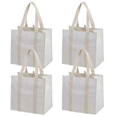 VENO four-pack reusable grocery bags folded compactly for storage.