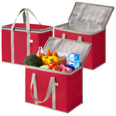 VENO three-pack cooler bag in red folded for compact storage.