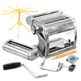 VeoHome manual pasta maker with dryer in stainless steel for fresh pasta at home
