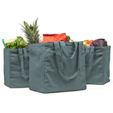 VeraMia canvas grocery bag set with real bottle pockets for organized storage.