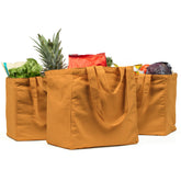 VeraMia 3pc canvas bag set with real bottle pockets for organized groceries.