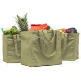 VeraMia canvas grocery bag set of 3, jumbo size with dual handles.