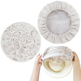 Verigud 10-inch bread proofing cover, front view, showing reusable linen with liner for steady proofing.