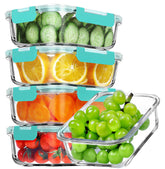 VERONES 5-pack 36oz glass meal prep containers for portioned meals