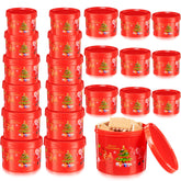 Vesici Christmas cookie tins with lids in six sizes, ideal for organized holiday gifts.