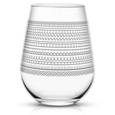 Vesici hidden-message wine glass showing the playful reveal during sipping.