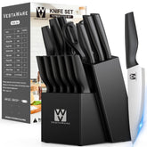 Vestaware 14-piece knife block set front view showing organized storage and premium blades
