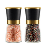 VEVOK CHEF gold salt and pepper grinder set top view for elegant seasoning