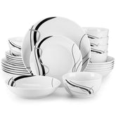 VEWEET Fiona porcelain dinner plates with ribbon pattern for elegant dining at home.