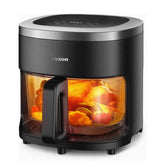 Vexon 6-in-1 glass air fryer front view with compact design and intuitive controls.