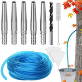VICAMB maple tapping kit with five stainless steel taps ready for sap collection.