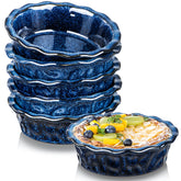 Vicrays ceramic pie pan blue deep dish for single-serve pies and desserts.
