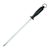 Victorinox round finecut butcher sharpening steel, black and silver, for precise honing.