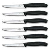 Victorinox Swiss Classic steak knives, six blades, ideal for versatile dining.