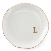 VINCOMIC initials ring dish glazed ceramic keeps rings organized on a stylish vanity.