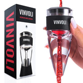 Vinvoli wine aerator deluxe assembly enables fast flavor refinement.