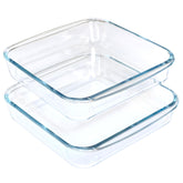 VIPHIEC Basics square tempered glass baking dish set 2 front view, oven-safe and non-reactive