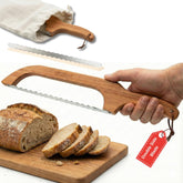 VIRDIUM bread bow knife in action demonstrates precise crust slicing.