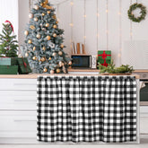 VitalCozy cabinet curtains front view in black and white checkered pattern for stylish concealment