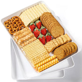 VITEVER 3-pack large white serving trays display food with durable, shatterproof plastic.