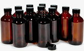 Vivaplex amber glass bottle 4 oz with black lid for essential oils and travel