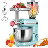 VIVOHOME 3-in-1 stand mixer blue front view for dough kneading and mixing.