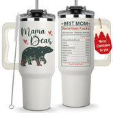 Vivulla68 Mama Bear Tumbler with handle for hot coffee on the go.