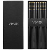 VIWIK 5 pair fiberglass chopsticks for durable daily dining with a non-slip grip