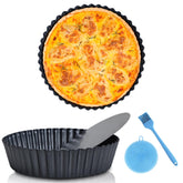 Vnray 9.5-inch pie pan top view with removable bottom for easy crust release