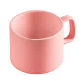VOBAGA pink 11 oz ceramic mug with flat-bottom for even heat transfer.