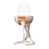 VoChill stemmed wine glass chiller in use keeps wine crisp in glass.