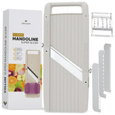 Vollum Wide Mandoline base and handle for stable grip and control.