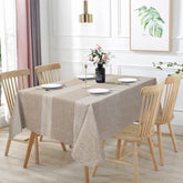 Vonabem brown 60x102 tablecloth on a dining table, stain-resistant and easy to wipe.