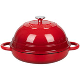 VORRINGARD enameled cast iron Dutch oven with lid in red, ideal for even bread baking.