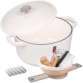 VORRINGARD Dutch oven enameled white 4.5qt with lid for even heat and crispy crusts
