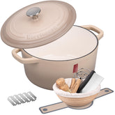 Vorringard latte enamelled cast iron dutch oven with lid, delivers even heat for crusty bread.