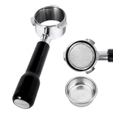VOURMIO bottomless 54mm portafilter with three ears shows extraction flow for consistency