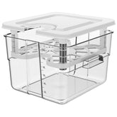 Vpcok Direct lid on sous vide container reduces heat loss during cooking.
