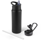 VQRRCKI 24oz insulated bottle with straw lid showing leak-proof design for workouts.
