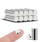 Vruelia 8x3mm magnets close-up in silver, ideal for fridge organization.