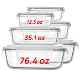 Vtopmart 2.26L glass storage containers set, top view, ideal for bulk meal prep.