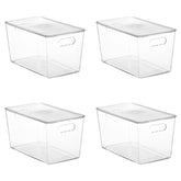 Vtopmart 4-pack clear stackable bins with lids for pantry organization